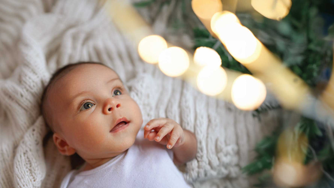 Baby and holiday lights